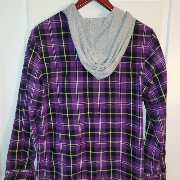 Plad Button-up Hoodie Sweater Shirt Large - Picture 7 of 9